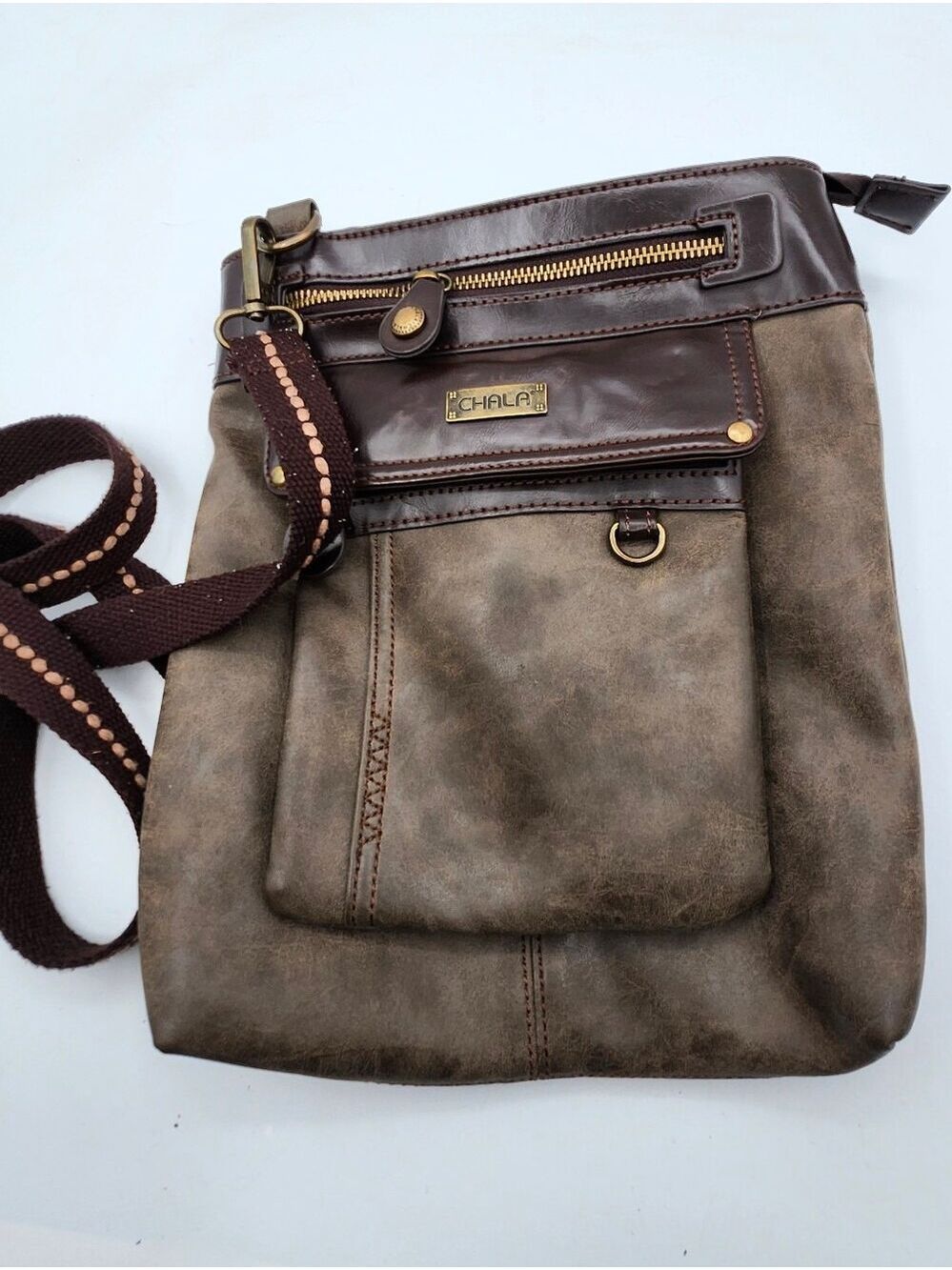 Chala Brown and Dark Brown Two-Tone Crossbody Bag